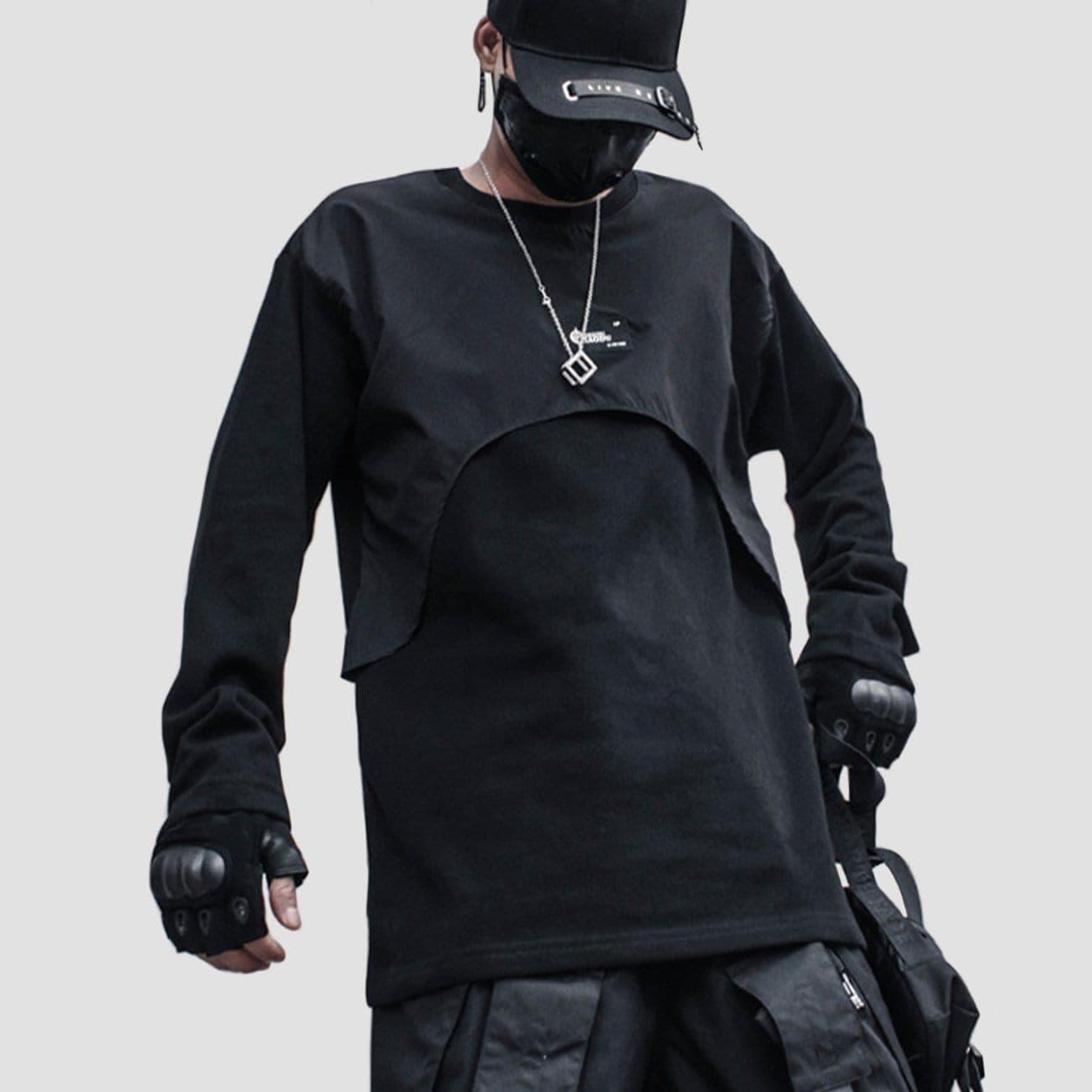 Dark Patchwork Fake Two Sweatshirt