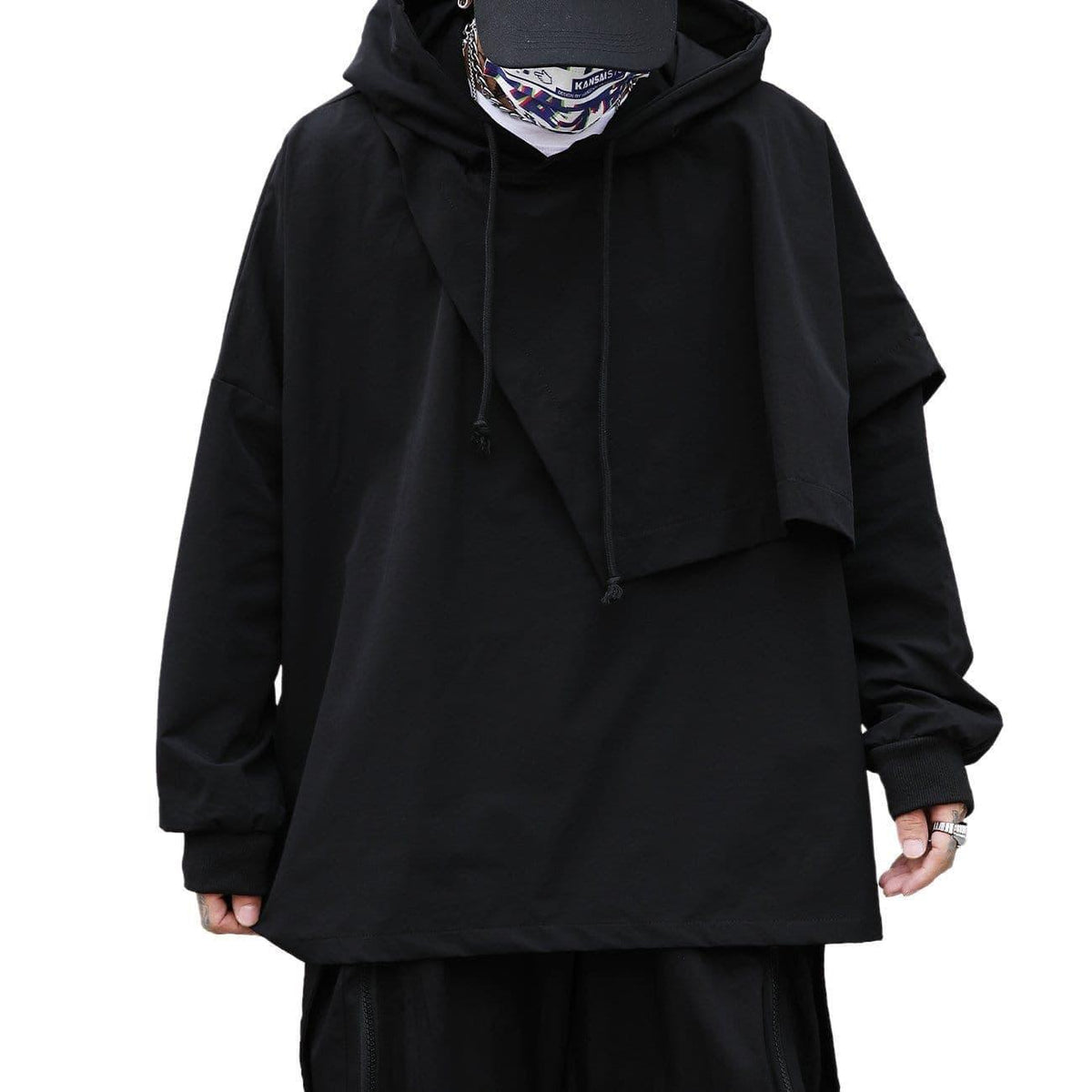 Dark Fake Two Irregular Oversized Hoodie