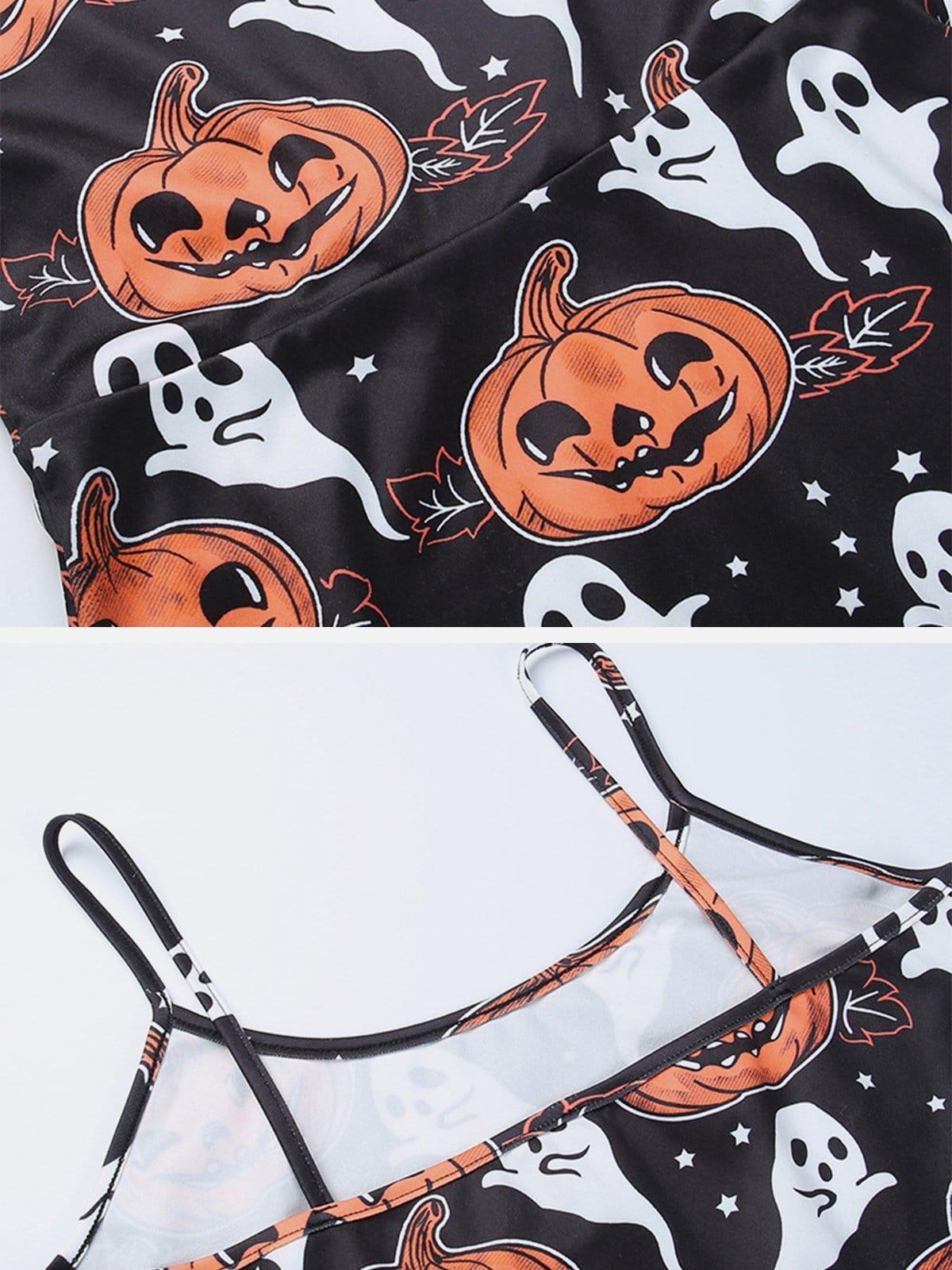 Pumpkin Ghost Print Dress