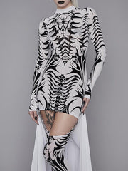 Vintage Print Pantyhose Dress