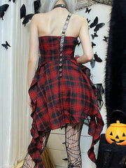 Plaid Irregular Dress