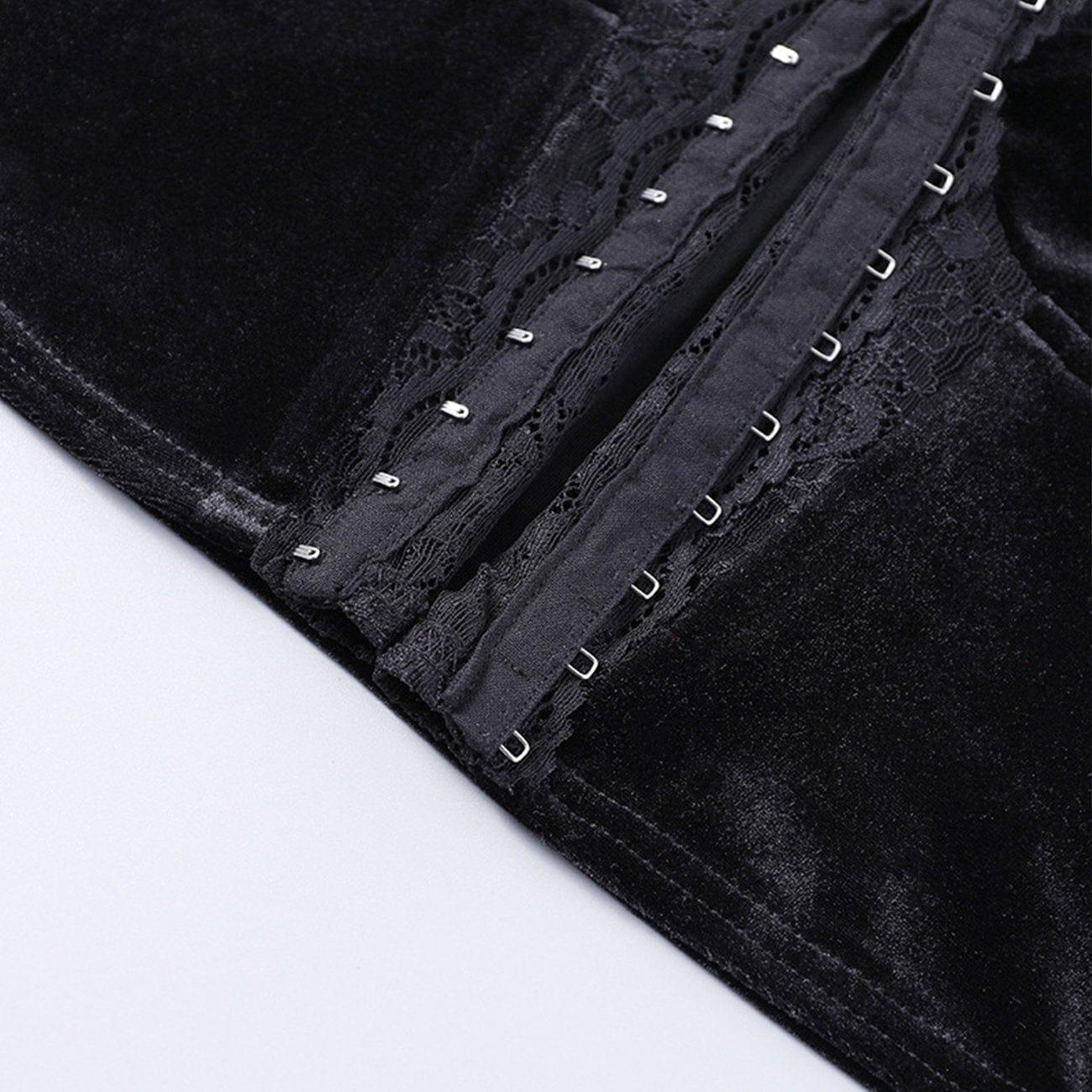 Dark Backless Lace Vest