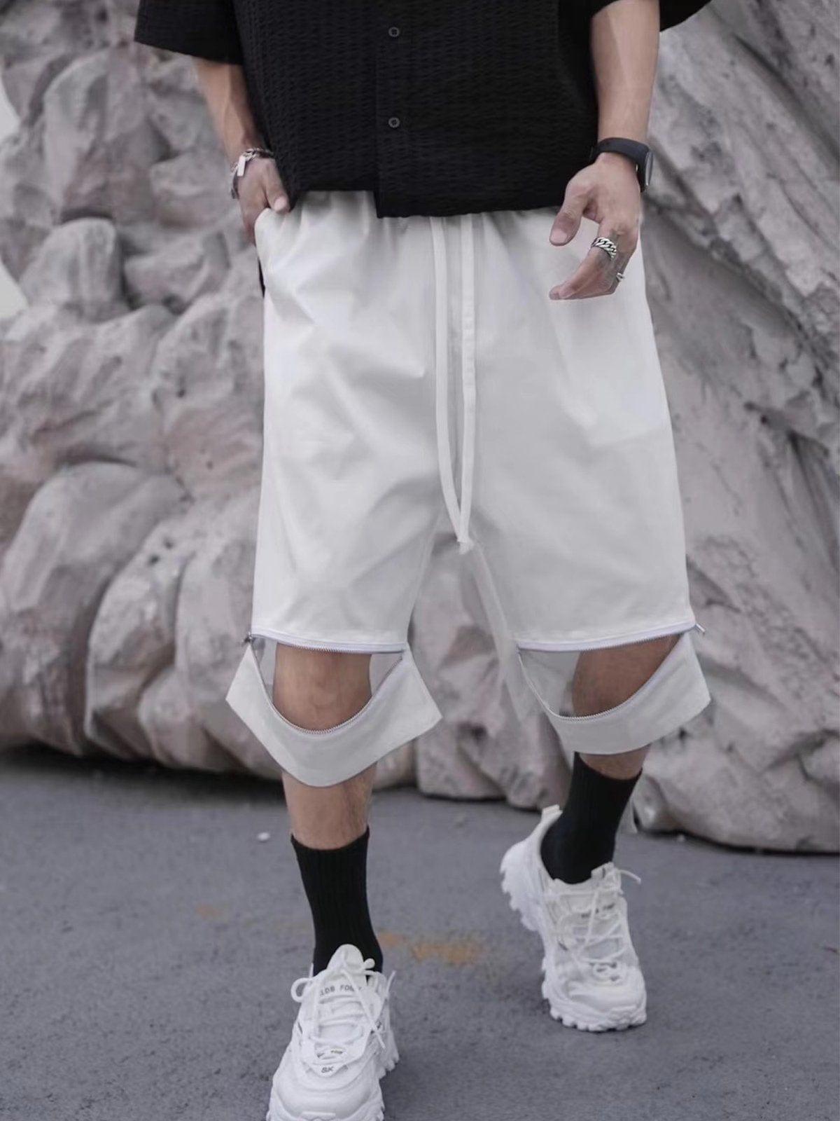 Zip Up Pant Leg Shorts