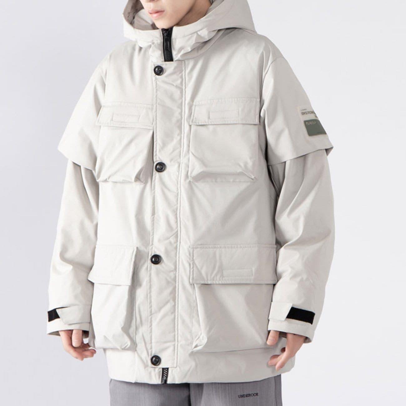 Multi Pockets Hooded Winter Down Coat