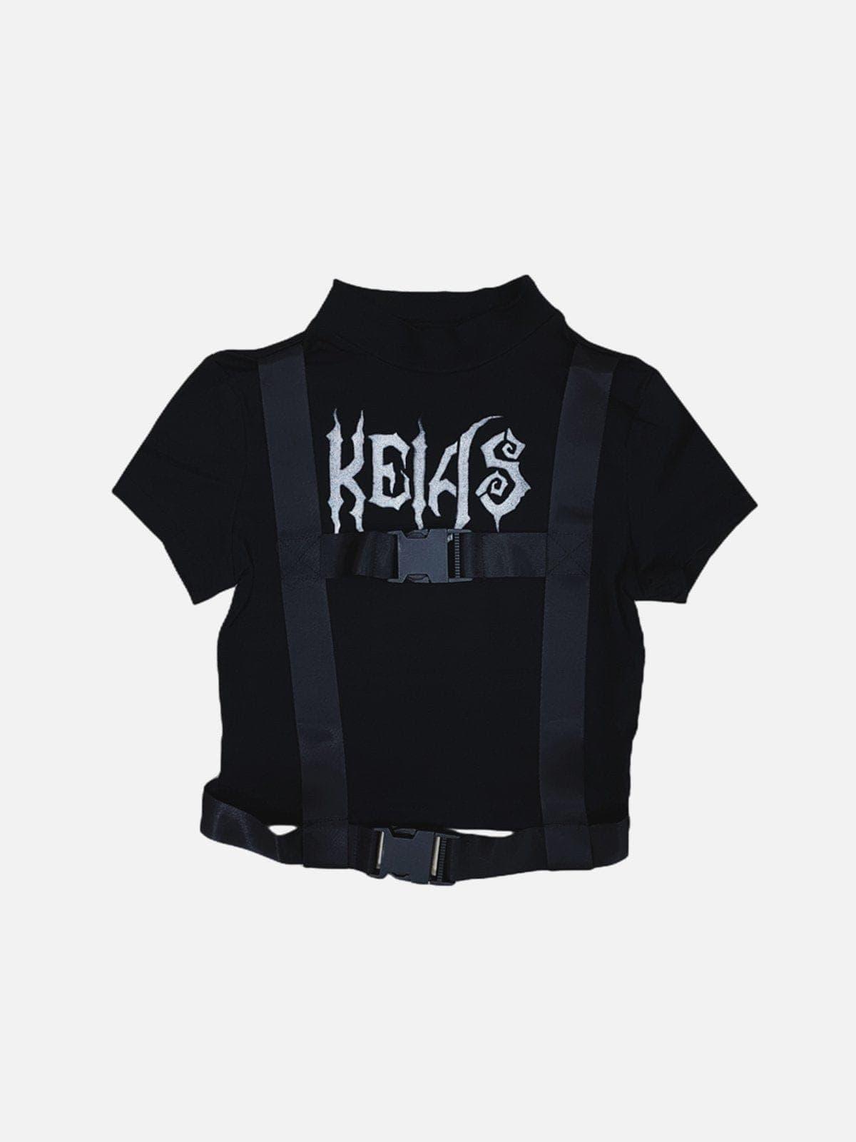 Gothic Alphabet Straps Short Sleeve Shirts