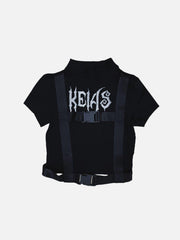 Gothic Alphabet Straps Short Sleeve Shirts