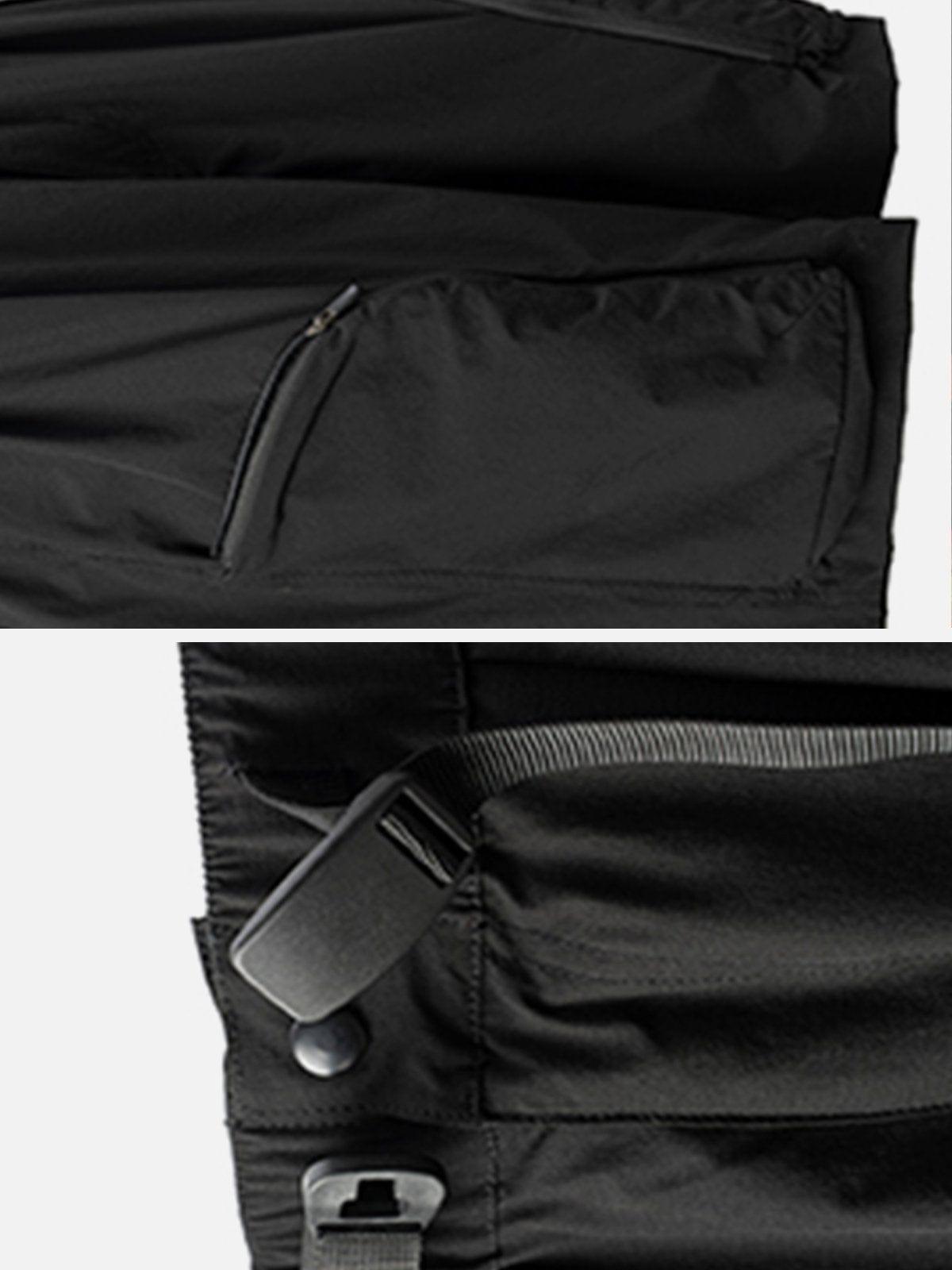 Curved Zip Pocket Cargo Shorts