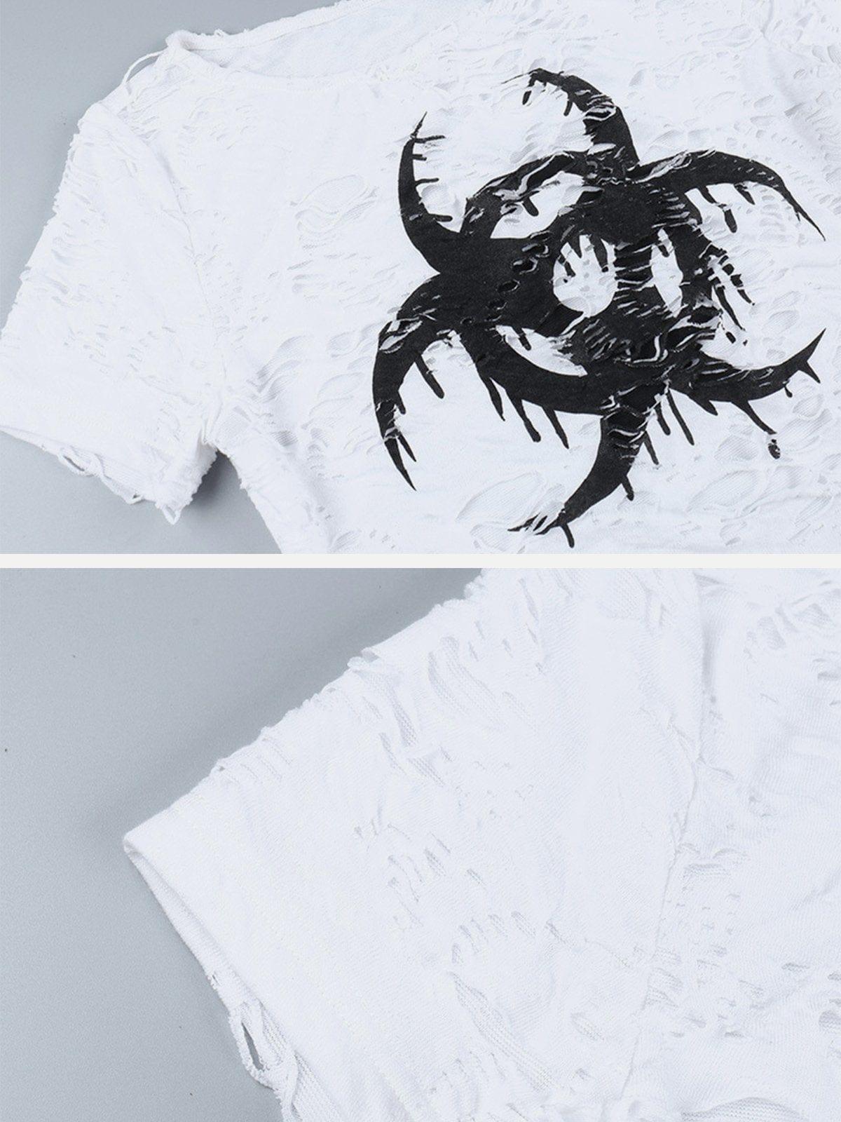 Cut Hollow Short Sleeve T Shirt