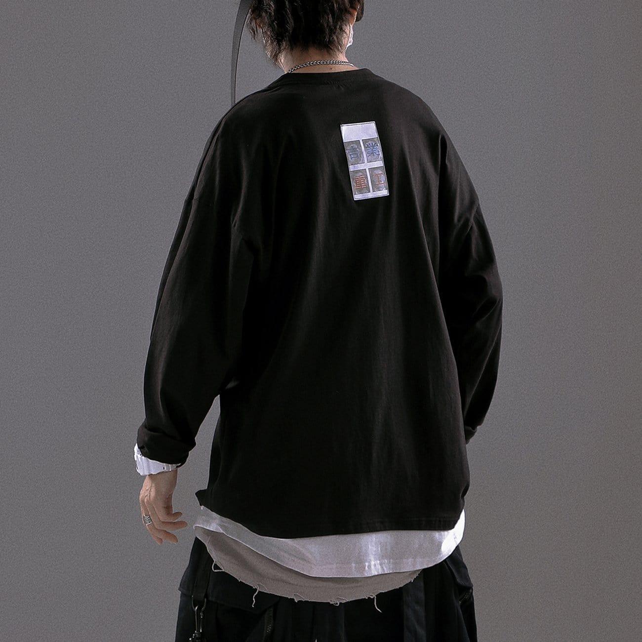 Basic Embroidery Fake Two Sweatshirt