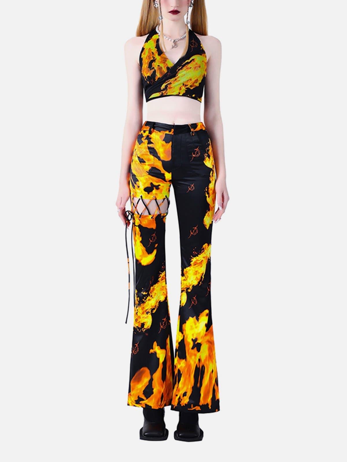 Stereoscopic Flame Print Vest