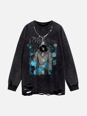 Vintage Grim Reaper Print Sweatshirt