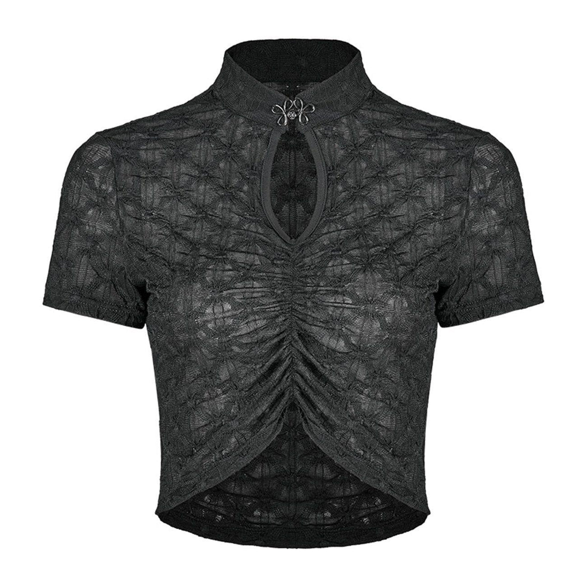 Punk Hollow Out Lace Cropped Short Sleeve T Shirt