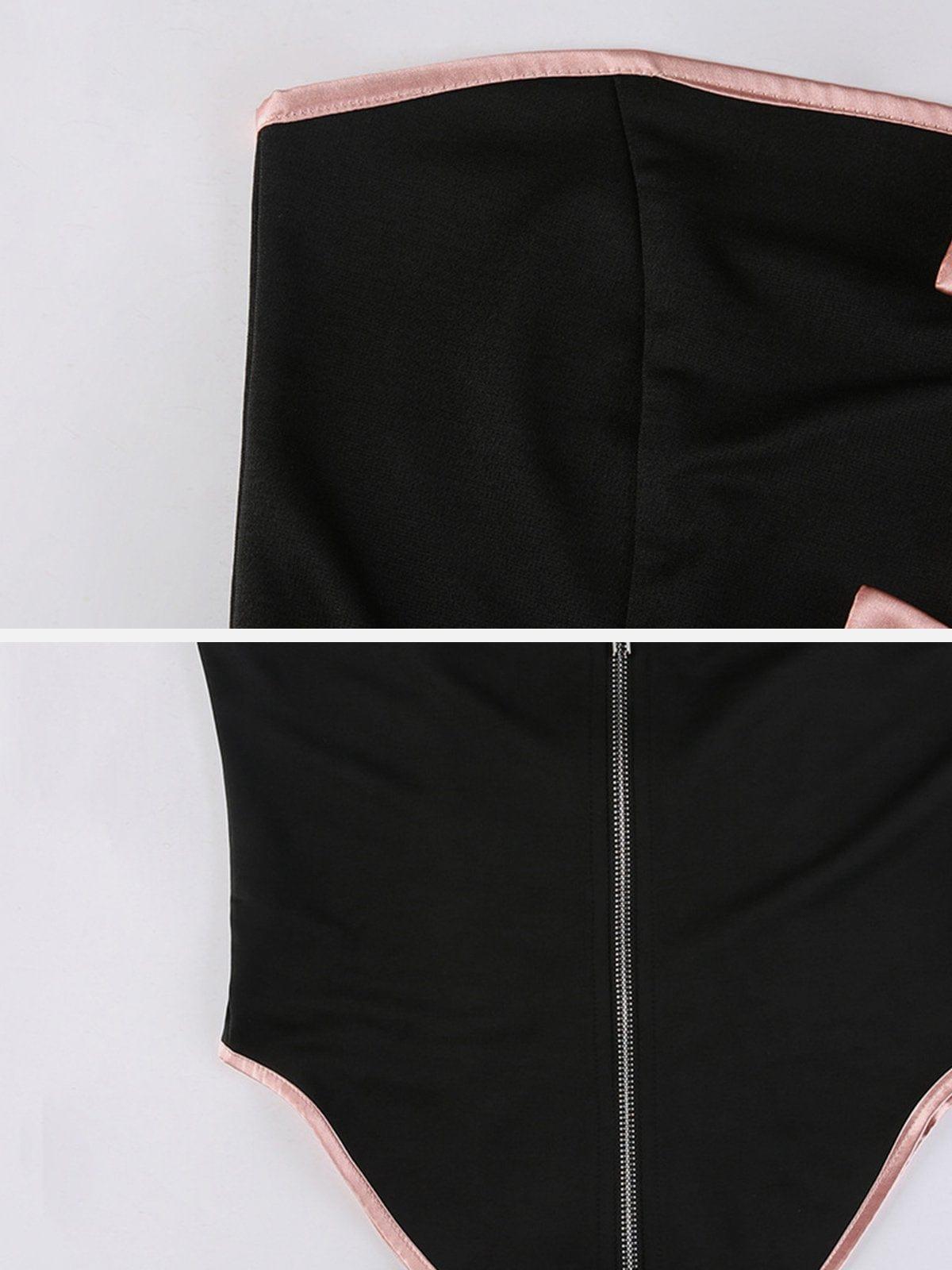 Irregular Bow Contrast Bandeau Vest