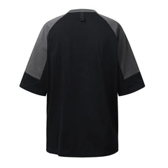 Patchwork Disc Buckle Zip Up Pocket Tee