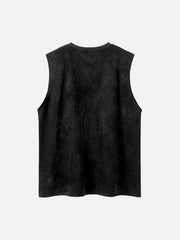 Necklace Flame Print Suede Vest