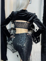 Sexy Hollow Lace Long Sleeve T Shirts