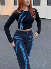 Finger Graphic Long Sleeve T Shirts