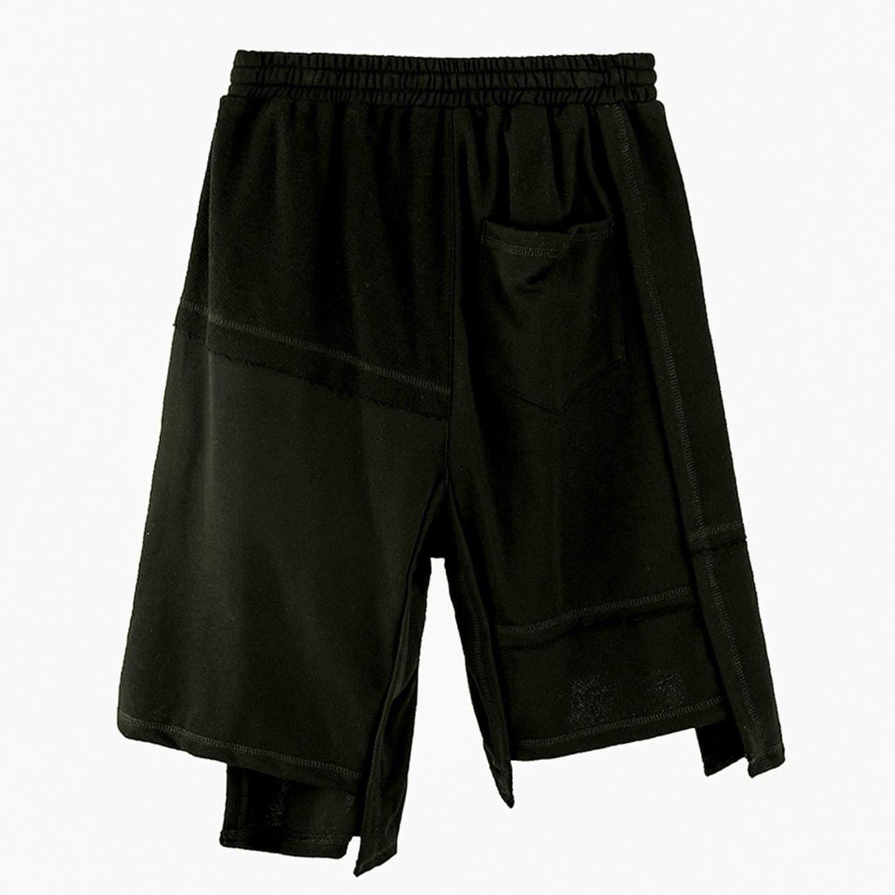Dark Irregular Patchwork Cotton Shorts