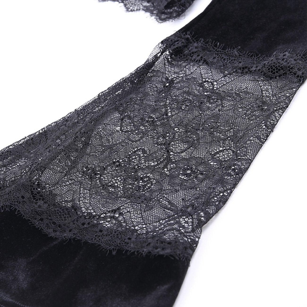 Lace Patchwork Trumpet Long Sleeve T Shirt