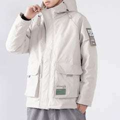 Labeling Hooded Winter Down Coat