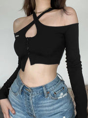 Cross Strap Long Sleeve T Shirt