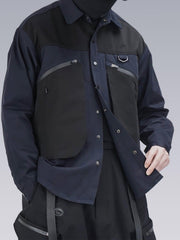 Patchwork Big Pockets Long Sleeve Shirt