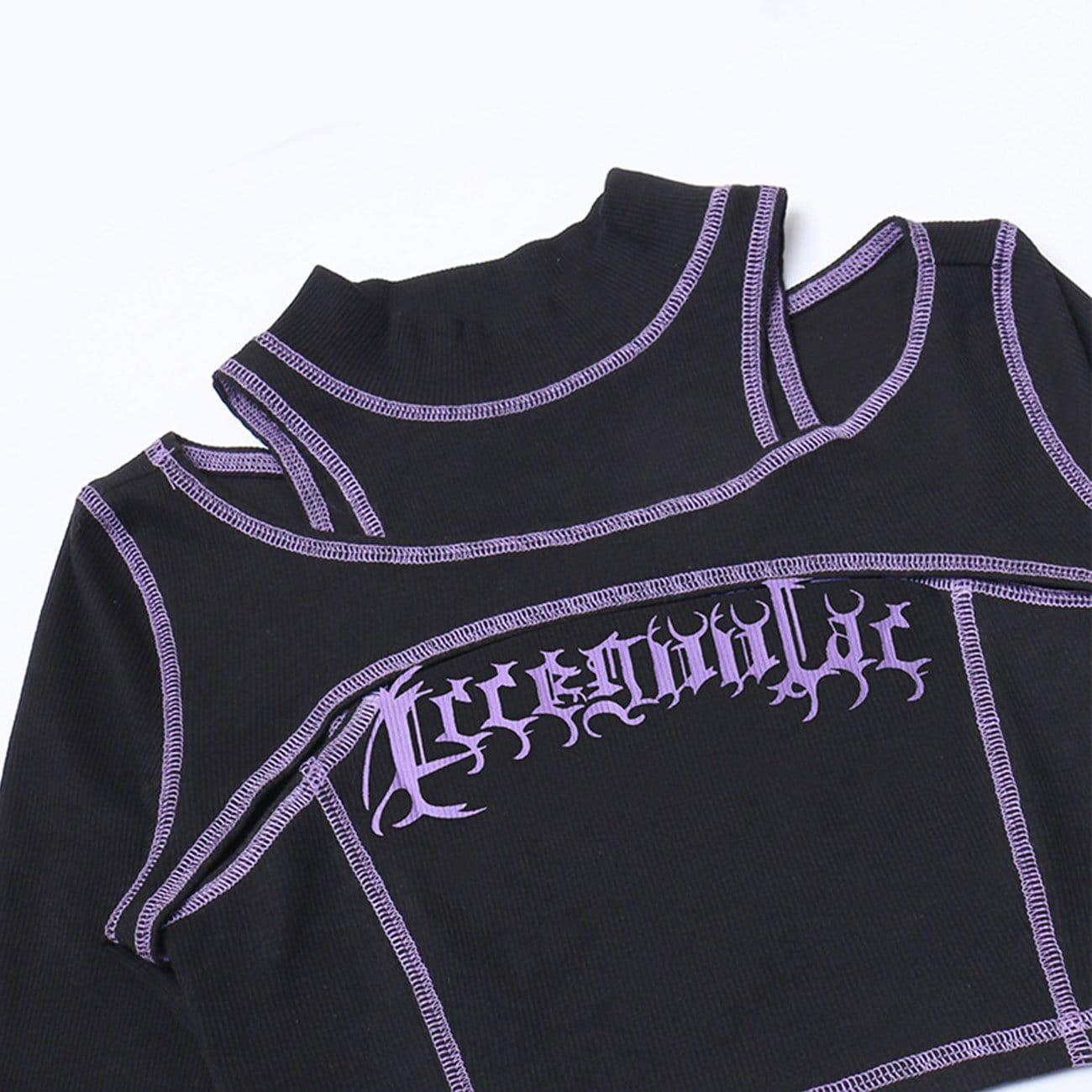 Fake Two Gothic Alphabet Long Sleeve T Shirt