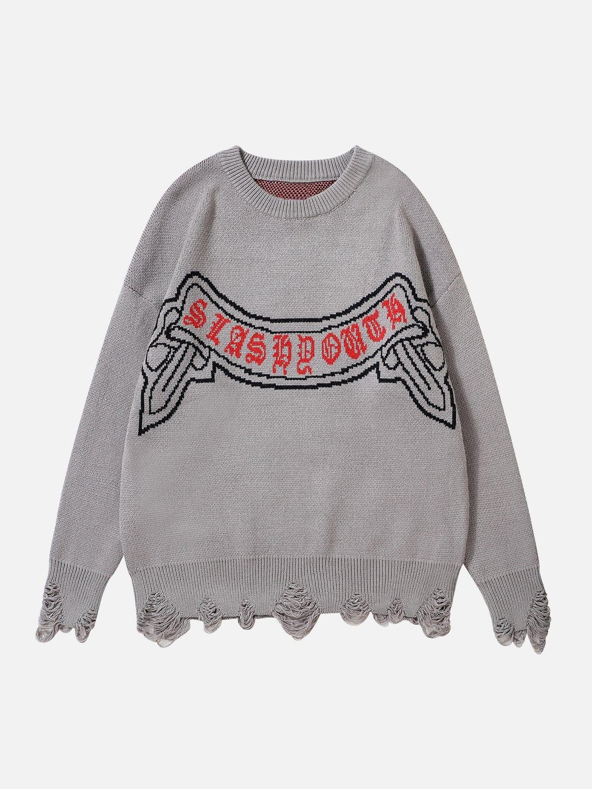 Letters Ripper Hole Sweater