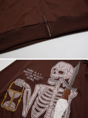 Skeleton Hourglass Zip Up Hoodie