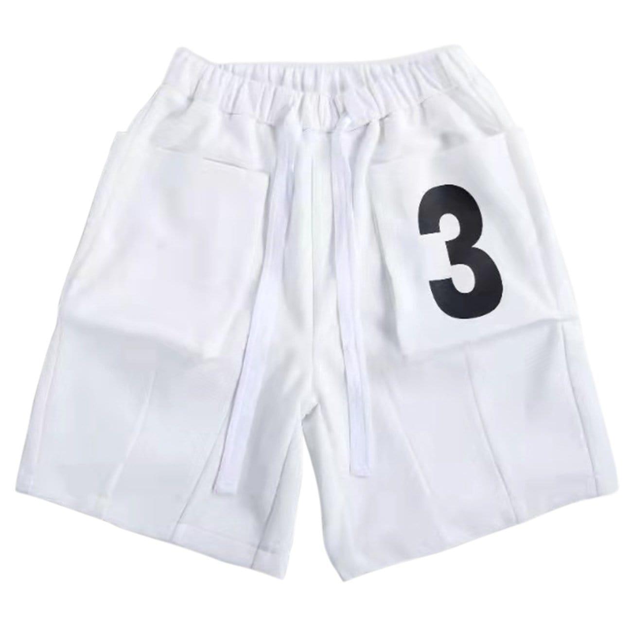 Multi Pockets Drawstring Numbers Shorts