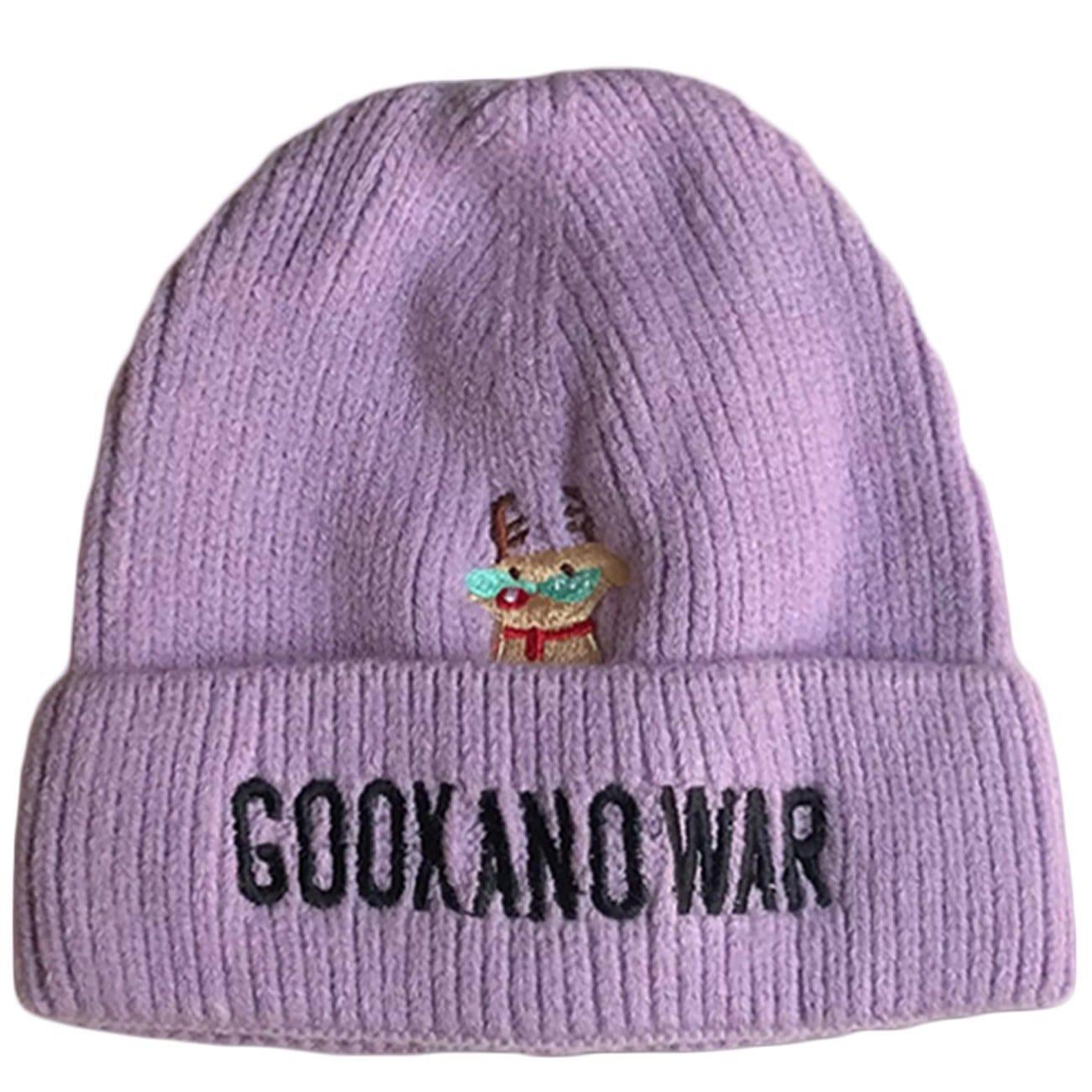 Cute Elk Embroidery Knit Cap