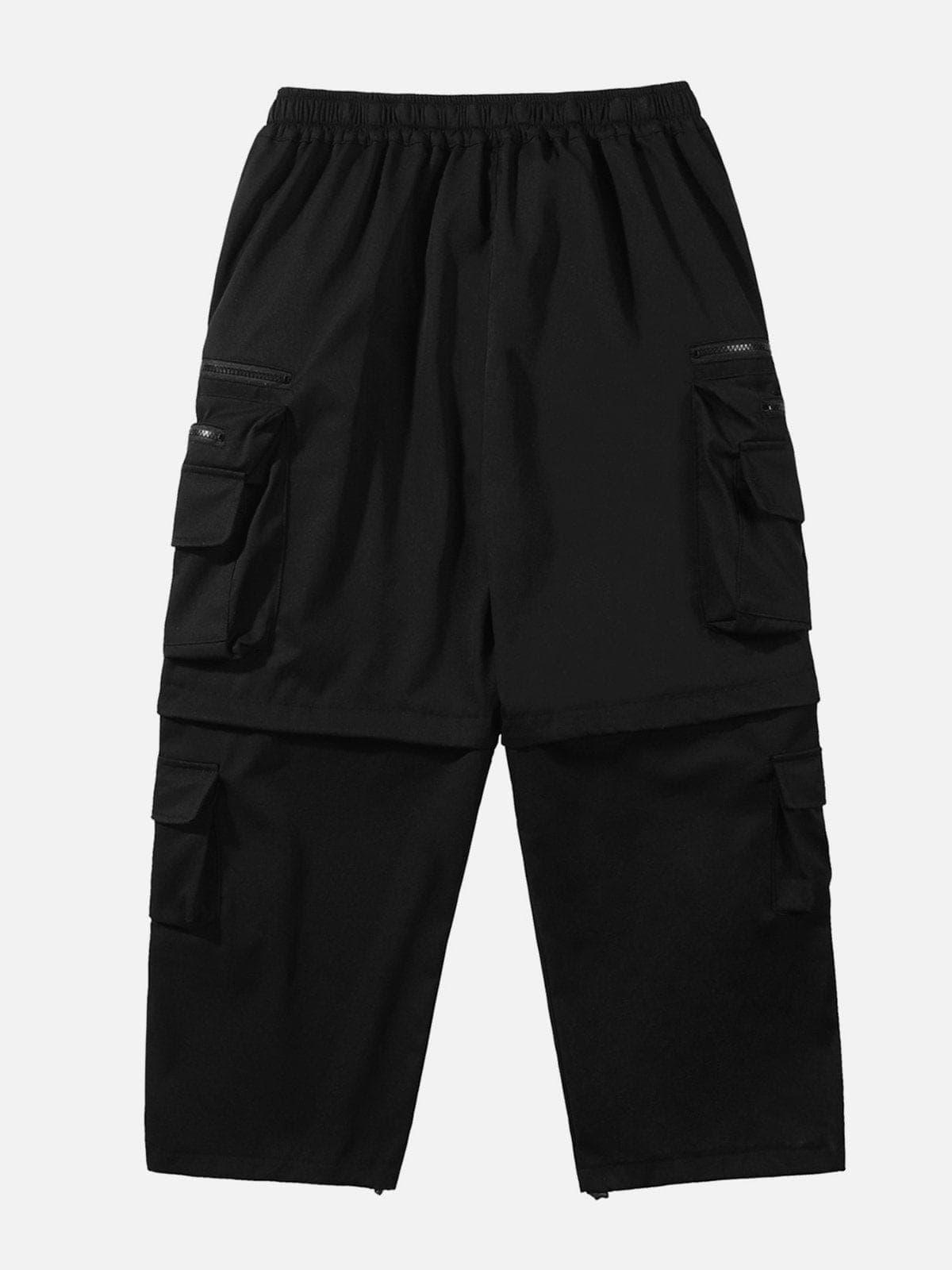 Solid Color Zip Up Pocket Cargo Pants