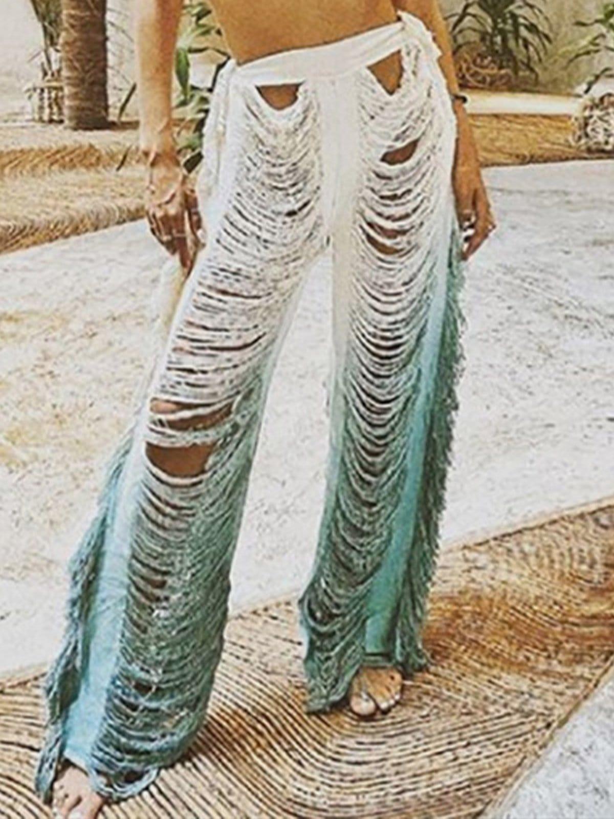 Hollow Hole Tassel Pants