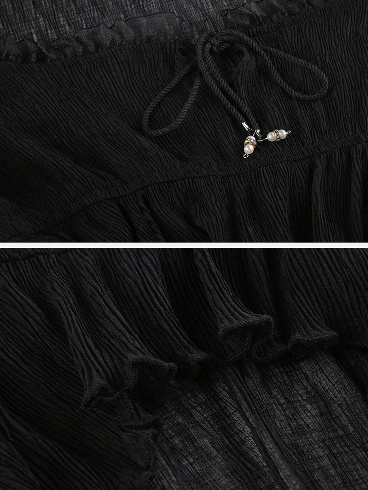 Irregular Splicing Tie Long Sleeve T Shirt
