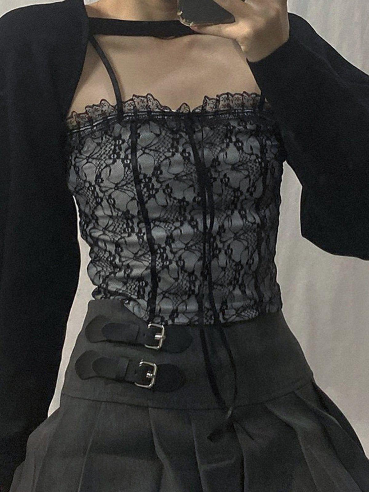 Sexy Lace Bow Tie Vest