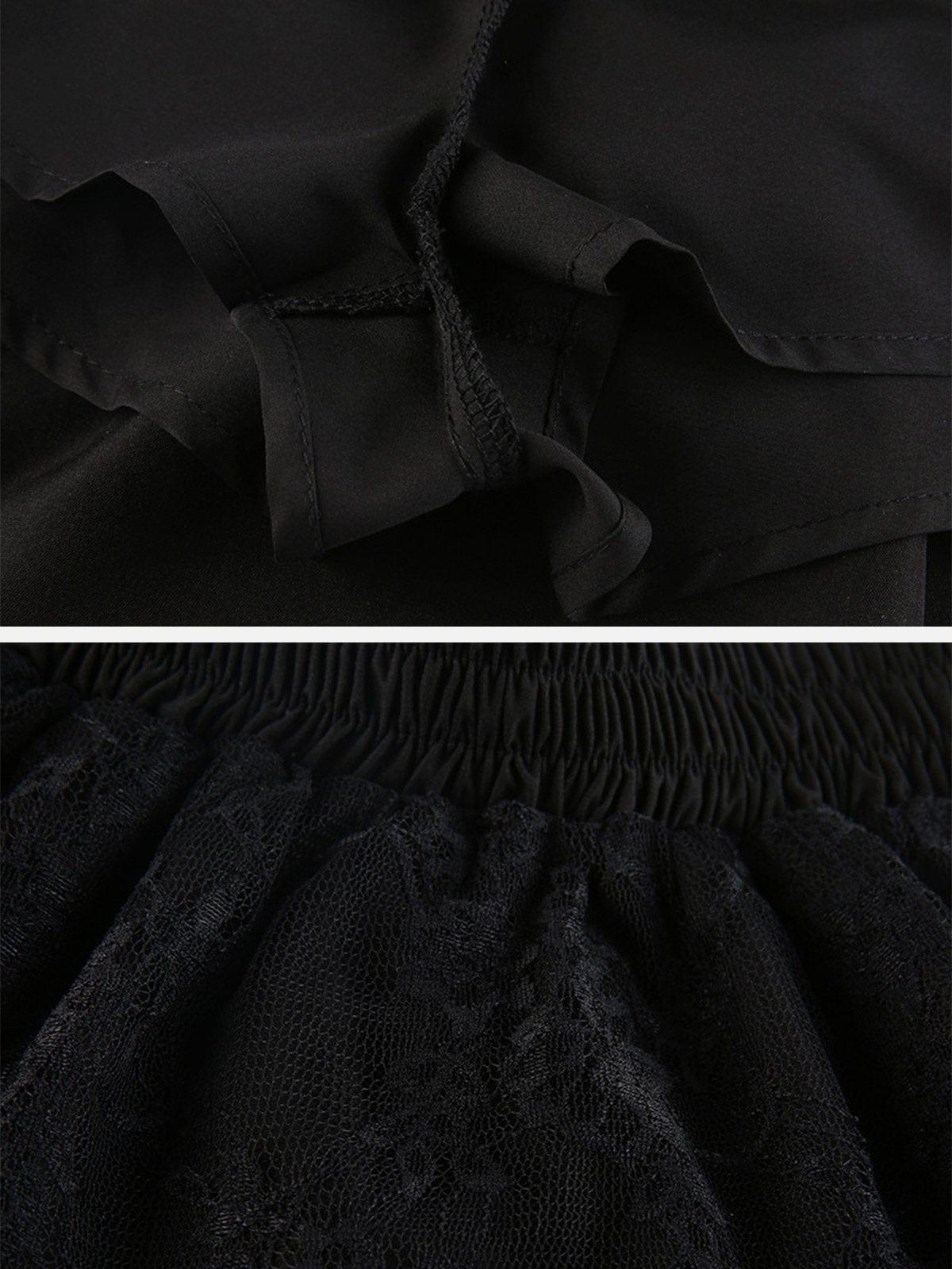 Cross Straps Lace Skirt