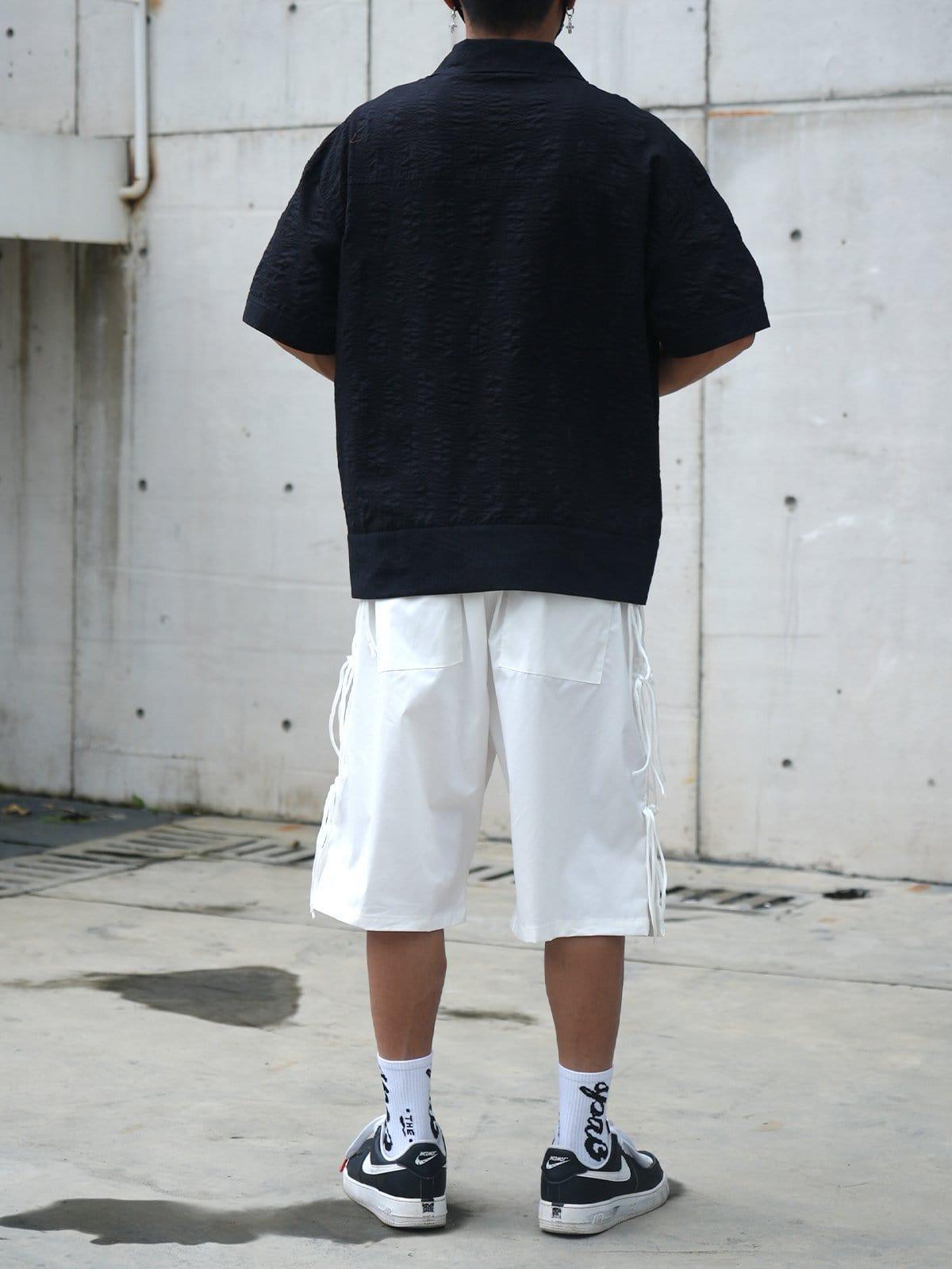 Chain Zip Up Short Sleeve Shirt