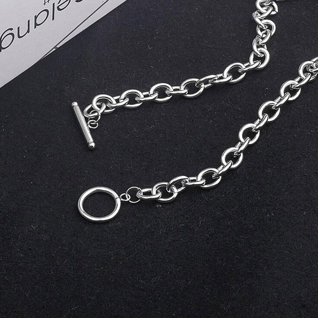 Punk Thick Chain Hollow OT Buckle Necklace