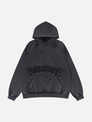 Washed Cut Embroidery Letters Hoodie