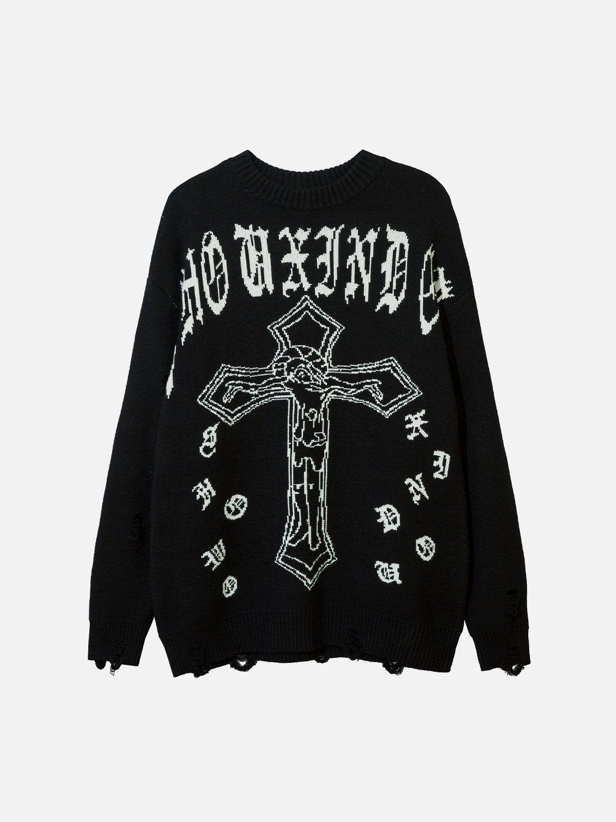 Crucifix Gothic Alphabet Sweater