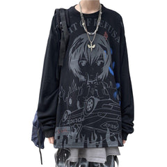 Dark Japanese Anime Print Sweatshirt