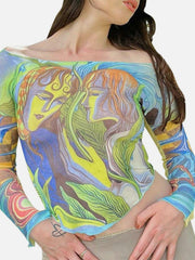 Cartoon Girl Print Long Sleeve T Shirts
