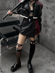 Lace-up Patchwork Punk Skirt