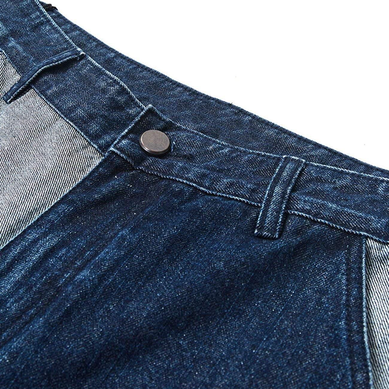 Paneled Contrast Denim Shorts
