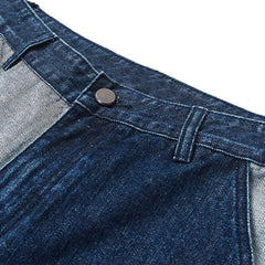 Paneled Contrast Denim Shorts