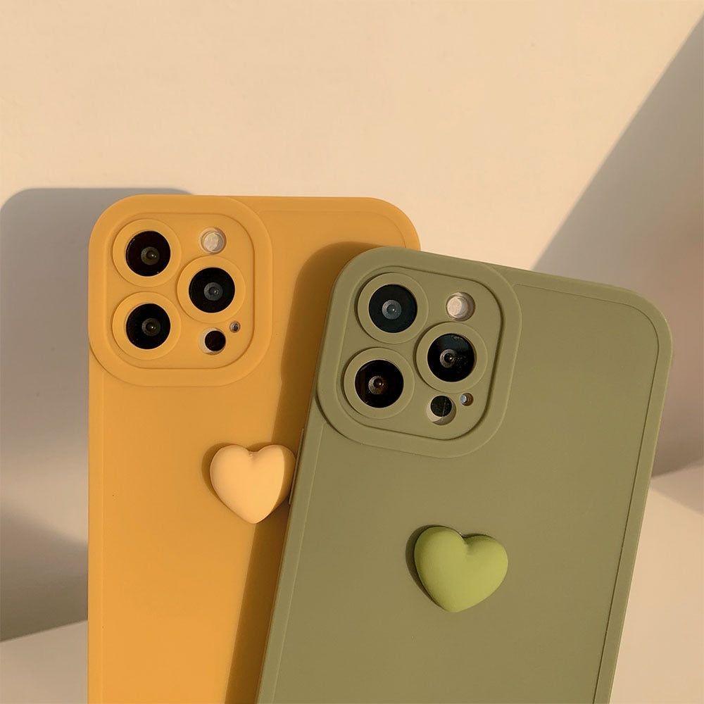 Korean 3D Heart Soft Cute Phone Cases For iPhone 14 13 12 11 Pro Max XS X XR 7 8 Plus SE