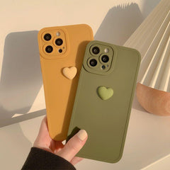 Korean 3D Heart Soft Cute Phone Cases For iPhone 14 13 12 11 Pro Max XS X XR 7 8 Plus SE