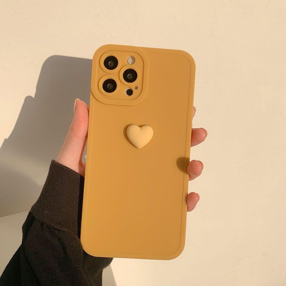 Korean 3D Heart Soft Cute Phone Cases For iPhone 14 13 12 11 Pro Max XS X XR 7 8 Plus SE