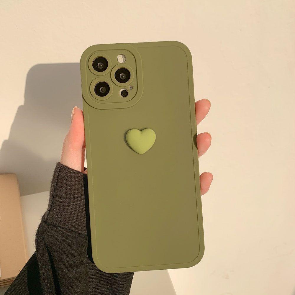 Korean 3D Heart Soft Cute Phone Cases For iPhone 14 13 12 11 Pro Max XS X XR 7 8 Plus SE