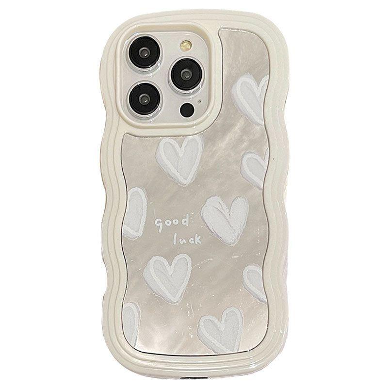 Korean White Heart Makeup Mirror Cute Phone Cases For iPhone 14 Pro Max 13 11 12 14 Plus XS X XR